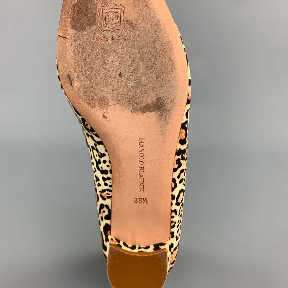 MANOLO BLAHNIK Size 8.5 Beige Animal Print Leather Flats - Picture 7 of 7